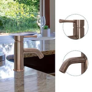 Single-Hole Single-Handle Solid Brass Bathroom Faucet with Supply Lines in Antique Copper