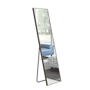 15 in. W x 58 in. H Rectangle Gray Wood Framed Floor Standing Mirror, Wall Mounted Mirror for Bathroom, Bedroom