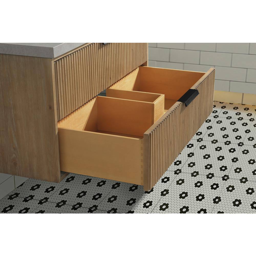 San Diego 42" Weathered Fir Floating Bathroom Vanity with Concrete Countertop