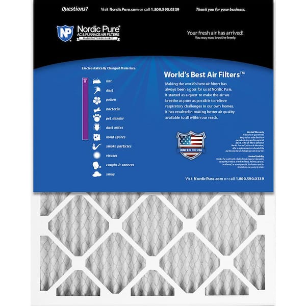 Nordic Pure 18x30x1 MERV 8 Pleated Plus Carbon AC Furnace Air Filters 18x30x1PM8 C 6 Piece 