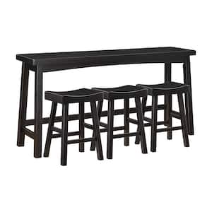Oxton 4-Piece Black Finish Wood Top Counter Height Bar Table Set Seats 3