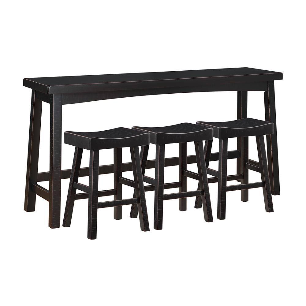 Oxton 4-Piece Black Finish Wood Top Counter Height Bar Table Set Seats 3
