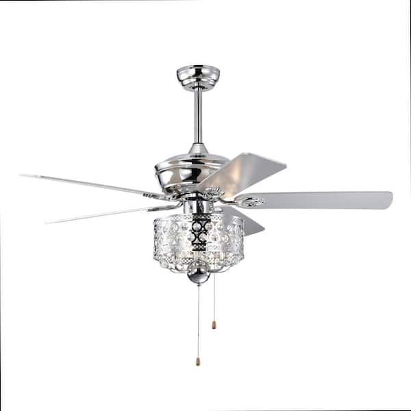 52 in. Smart Indoor Chrome Ceiling Fan with Shade