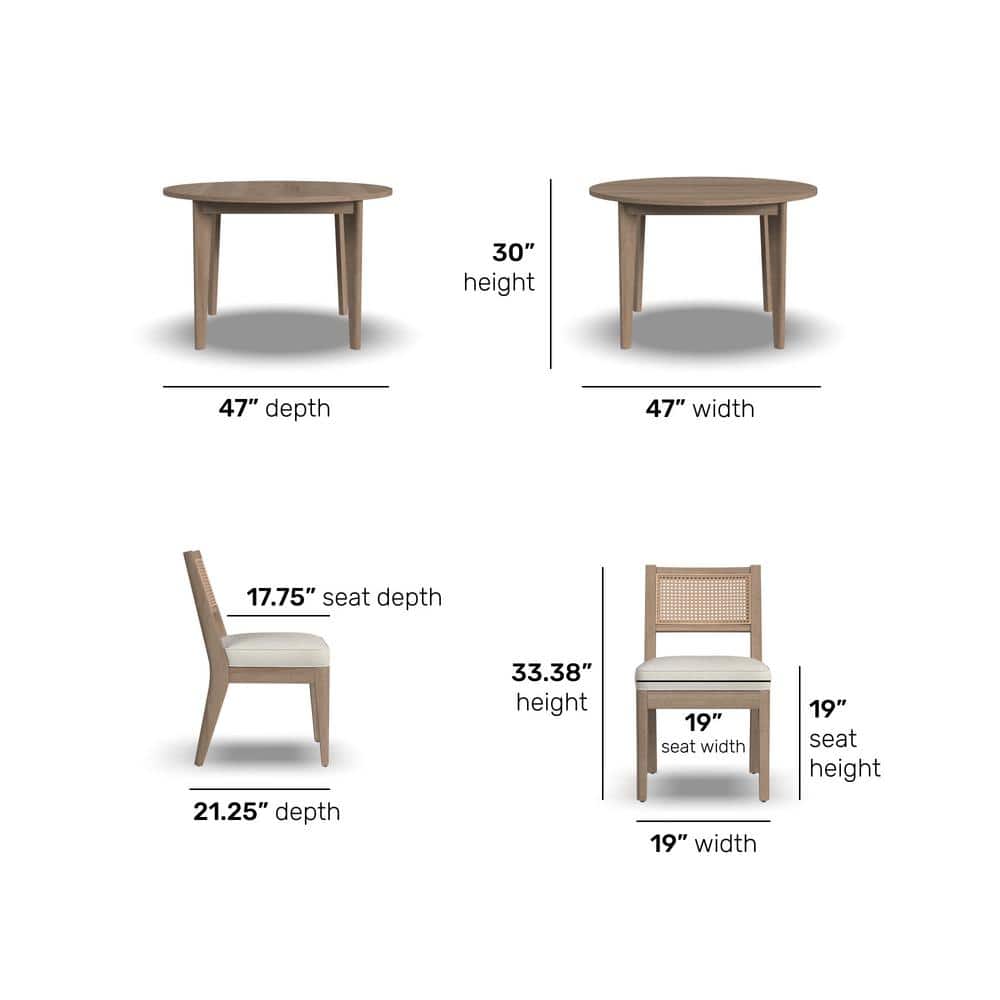 Brentwood Light Oak Round Dining Set with 4 Chairs
