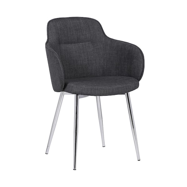 Armen Living Tammy Chrome Brushed and Charcoal Fabric Contemporary Dining Chair
