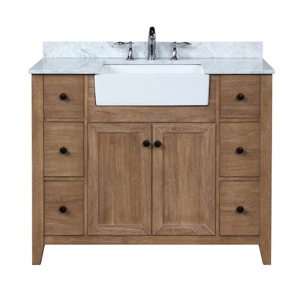 Ari Kitchen And Bath Sally 42 In. Single Bath Vanity In Ash Brown With  Marble Vanity Top In Carrara White With Farmhouse Basin Akb-Sally-42-Ashbr  - The Home Depot