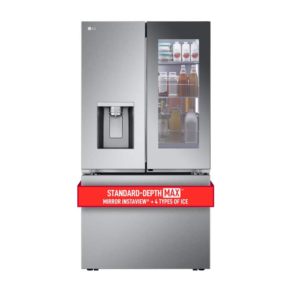 LG 31 cu. ft. Standard-Depth MAX French Door Refrigerator w/Mirrored Instaview & 4 types of ice, PrintProof Stainless Steel