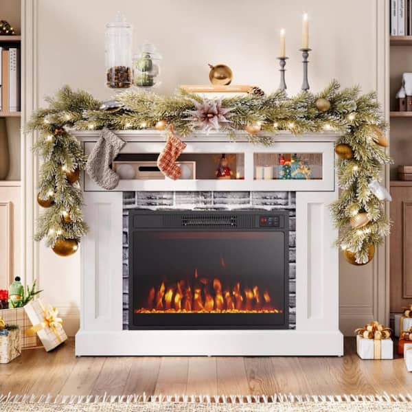 24 in. Electric Fireplace Insert with Remote and Crystal Decoration, 750-Watt/1500-Watt Heater for 400 sq. ft. Black