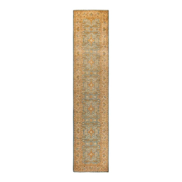 Chloe & Olivia Home Blue 2 ft. 5 in. x 11 ft. 4 in. Ottoman Hand-Knotted Area Rug