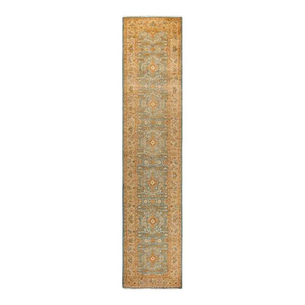 Solo Rugs Blue 2 ft. 5 in. x 11 ft. 4 in. Ottoman One-of-a-Kind Hand-Knotted Area Rug