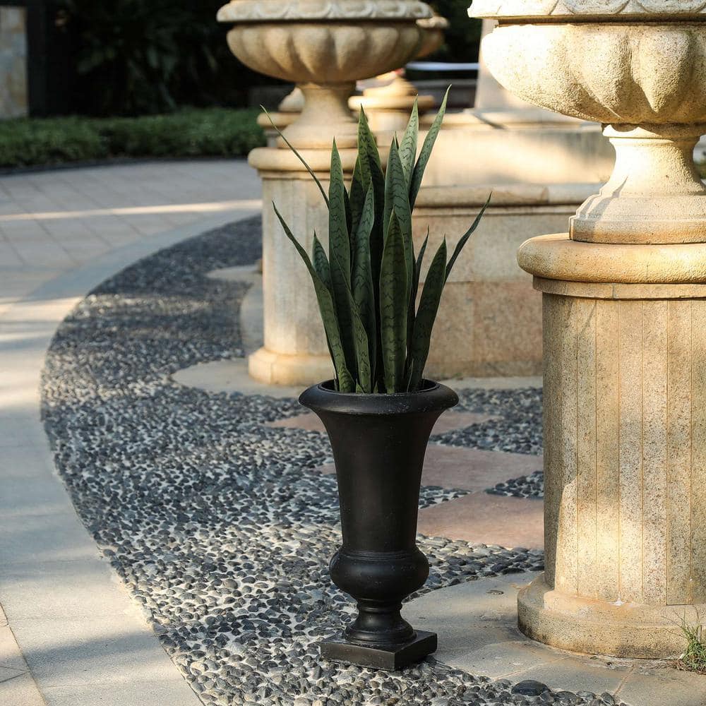 Elegant 25" Matte Black MgO Slim Urn Planter for Outdoor Elegance