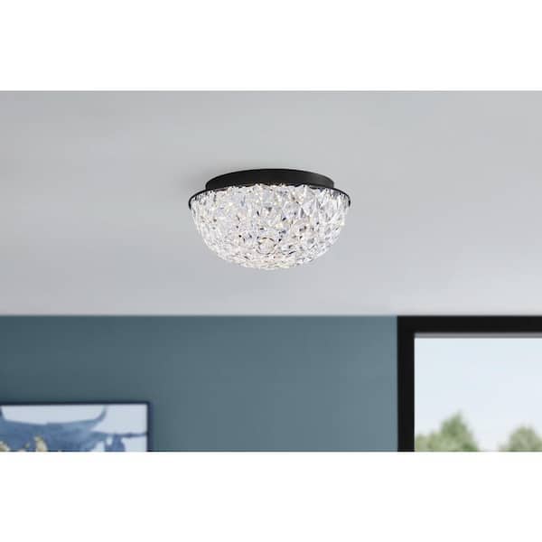 Home Decorators Collection Ellis Place 12.25 in. Matte Black LED Round Flush Mount, Modern Ceiling Light
