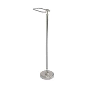 Retro Wave Collection Free Standing Toilet Tissue Holder in Satin Nickel