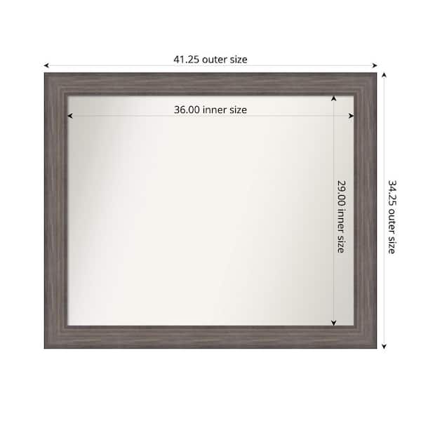 Amanti Art Country Barnwood 41.25 in. W. x 34.25 in. Custom Non-Beveled Wood Framed Bathroom Vanity Wall Mirror