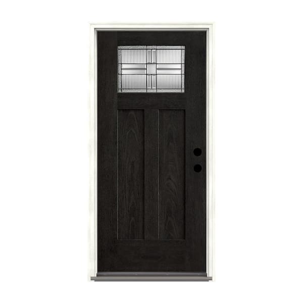 THERMA-TRU 36 in. x 80 in. 2 Panel Left-Hand/Inswing 1 Lite Decorative Stained Fiberglass Prehung Front Door with 4-9/16 in. Frame