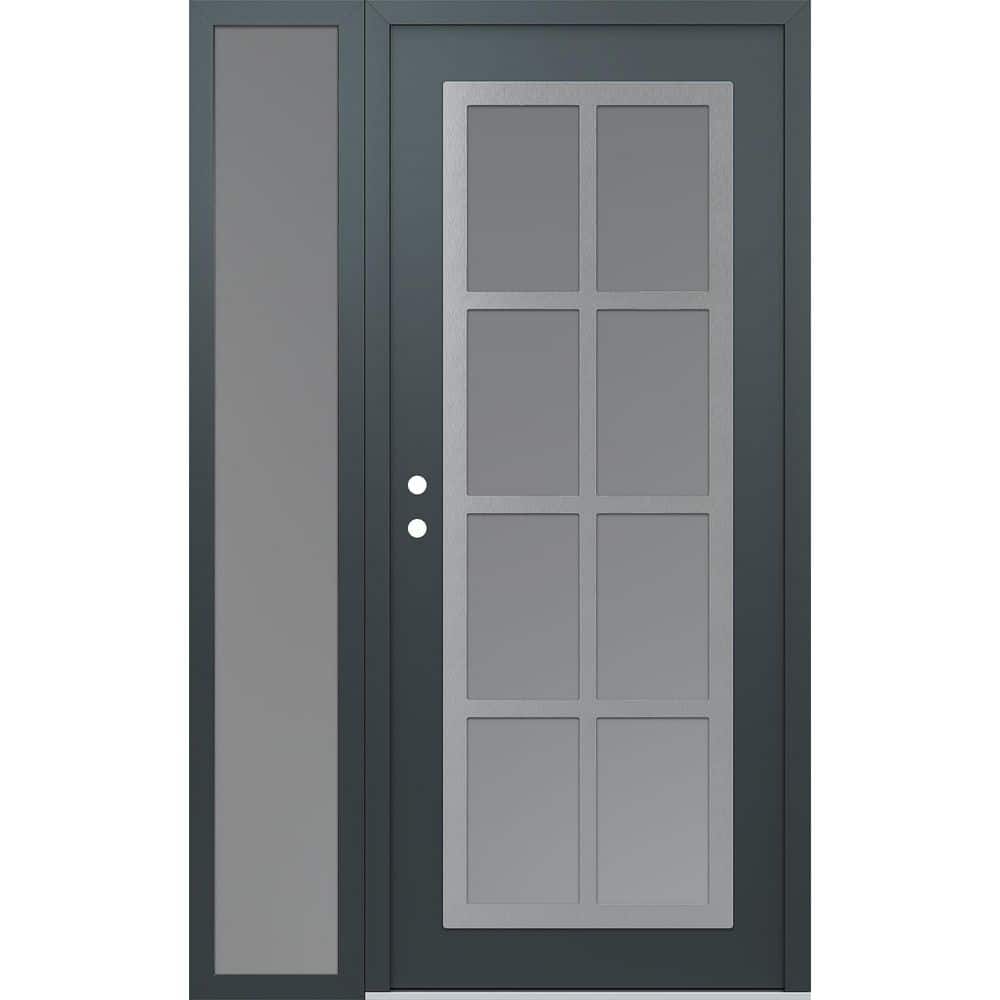 C16 52 in. x 80 in. Silver P Right-Hand/Inswing Frosted Glass Anth/Anth Sidelite Steel Prehung Front Door price history on PriceWatchPro