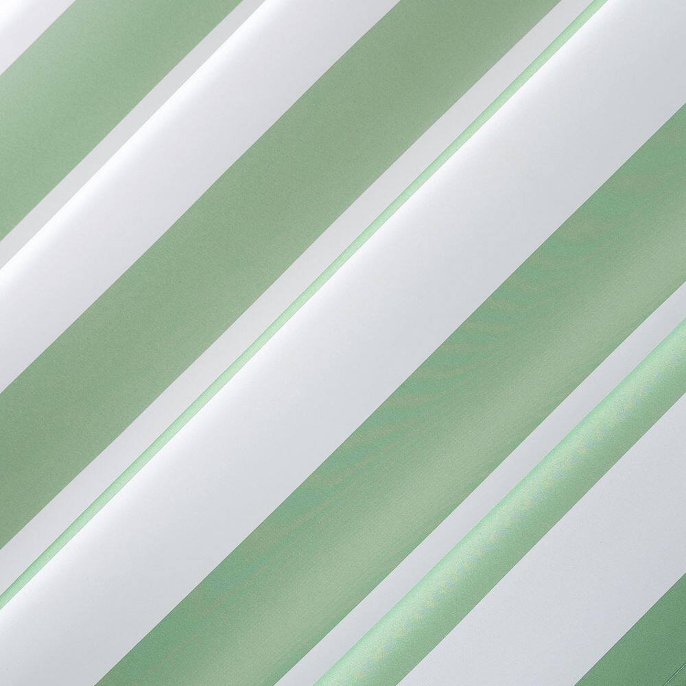 Spa Green Striped Polyester Blackout Grommet Curtain Panel