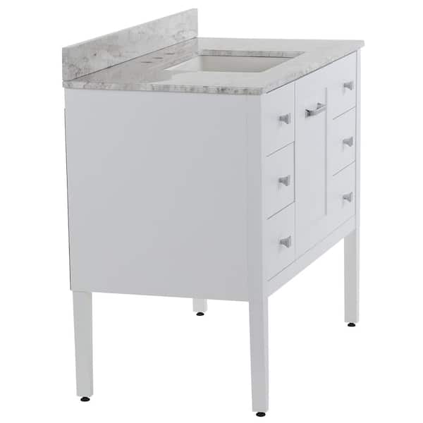 Hensley 43 in. Single Sink White Bath Vanity with Winter Mist Cultured Marble Top (Assembled)