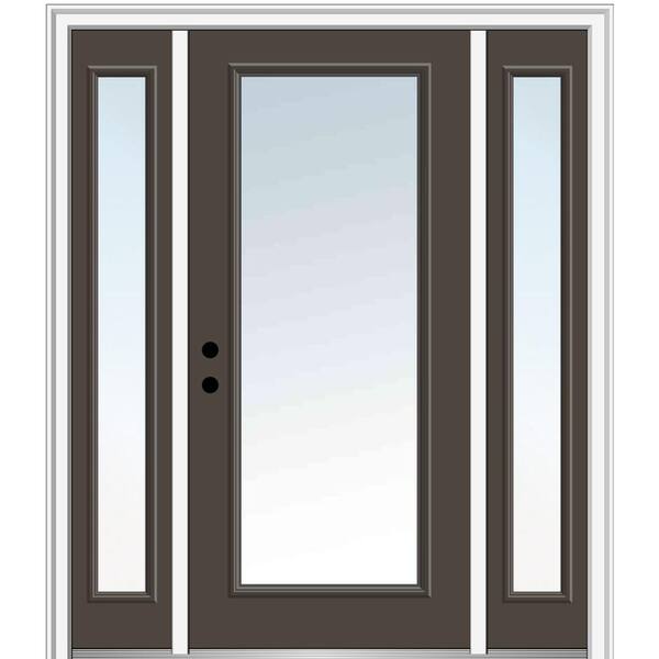 MMI Door 64.5 in. x 81.75 in. Classic Right-Hand Inswing Full Lite Clear Painted Steel Prehung Front Door with Sidelites