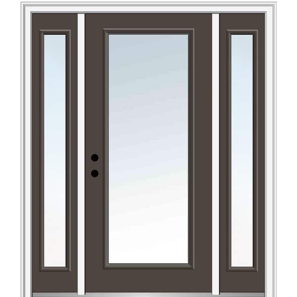 MMI Door 68.5 in. x 81.75 in. Classic Right-Hand Inswing Full Lite Clear Painted Steel Prehung Front Door with Sidelites