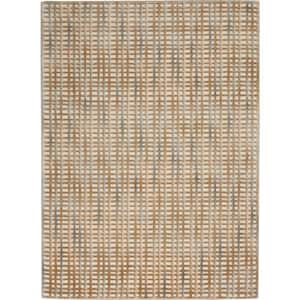 Solace Beige/Blue 5 ft. x 7 ft. Abstract Contemporary Area Rug