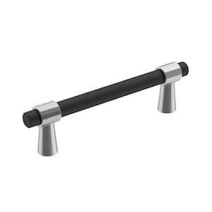 Mergence 3-3/4 in. (96mm) Modern Matte Black/Polished Chrome Bar Cabinet Pull