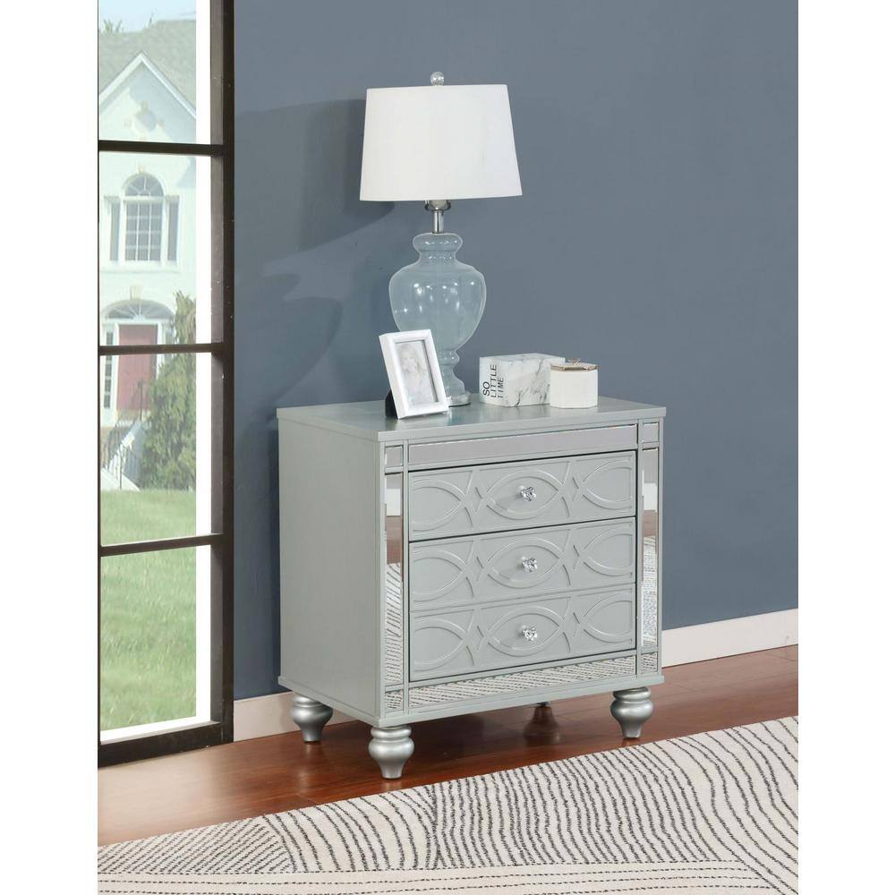 Coaster Home Furnishings Gunnison 2drawer Nightstand Silver Metallic