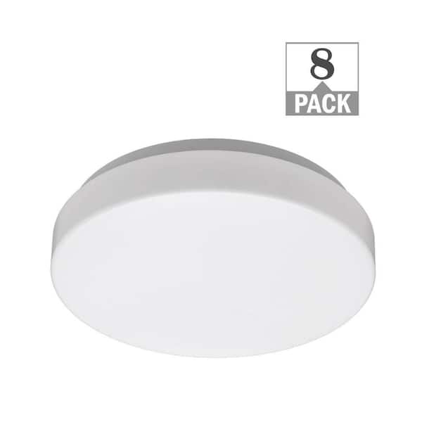 7 in. Low Profile White Round LED Flush Mount Ceiling Light Fixture Modern Lens 810LM 11.5W Bright White 4000K (8-Pack)