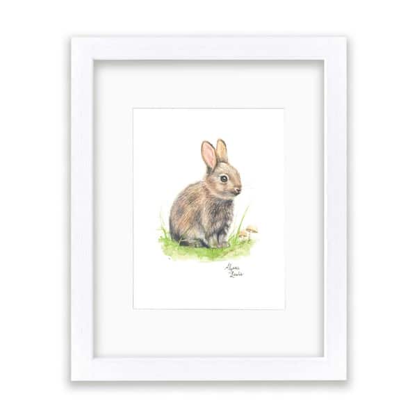 Unbranded Woodland Tinies "Rabbit" by Alyssa Lewis Individual White Framed with Mat Animal Art Print 24 in. x 18 in.