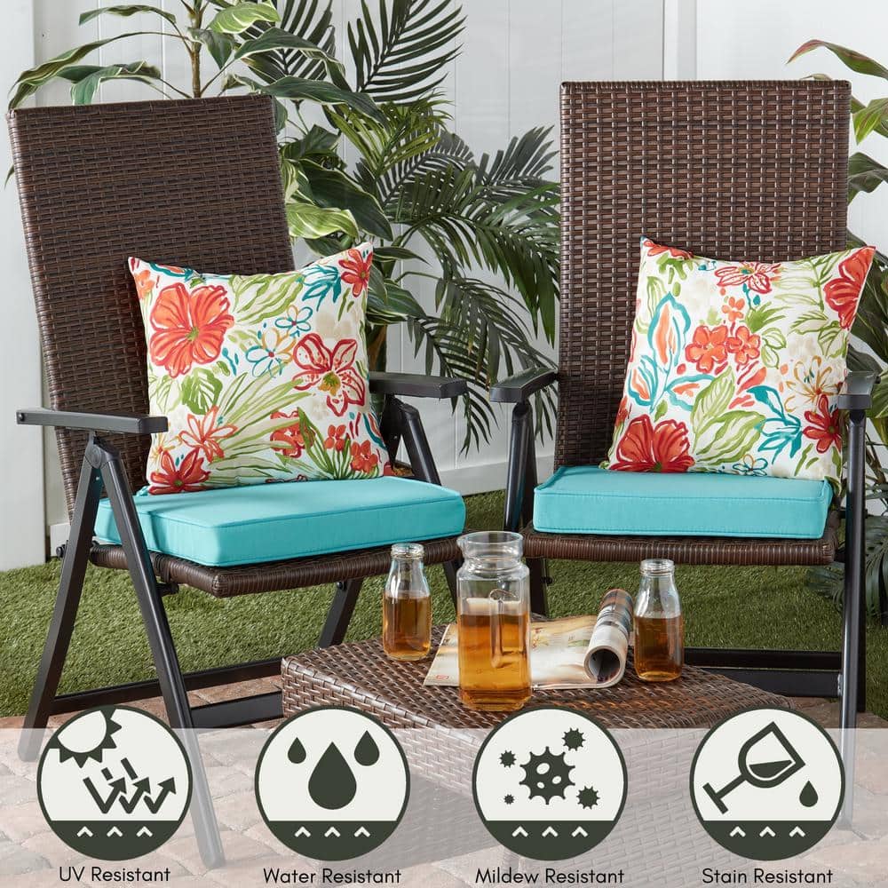 Breeze Floral 17" Square Outdoor Throw Pillows Set