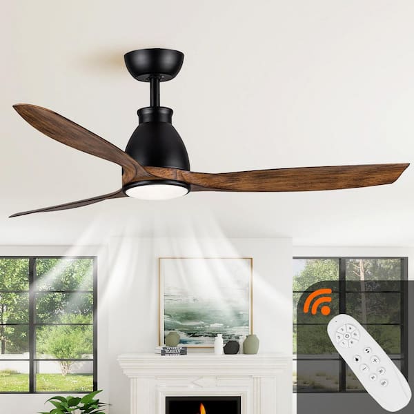 Classic Series 52 in. Smart Indoor Black Low Profile 5-Blade Ceiling Fan with Warm Light LED with Remote Included