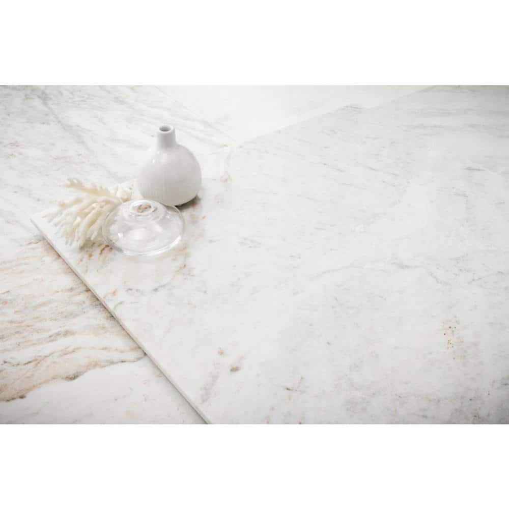Kalta 12" x 24" Polished White Marble Look Tile
