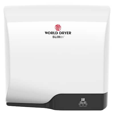 SLIMdri Hand Dryer, Surface Mount ADA Compliant, 110V - 240V, High Efficiency, antimicrobial technology, Aluminum White