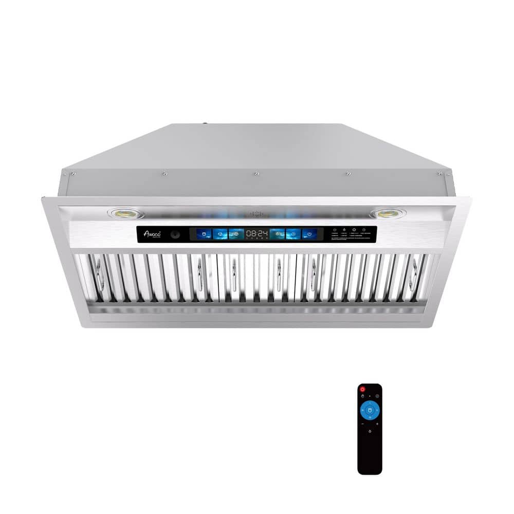 "30 in. Built-in Insert Range Hood, 800 CFM, 4-Speed, Voice/Gesture/Touch/Remote, SS, LED Lights, 6"" Vent, Baffle Filters"