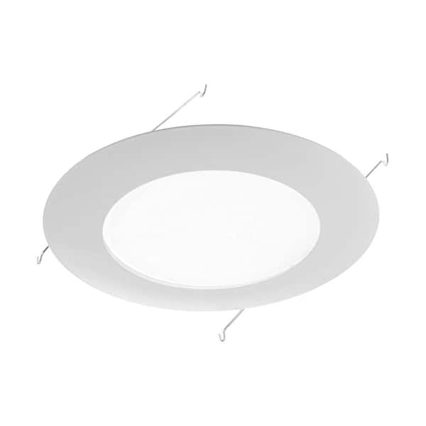 6 in. White Recessed Flat Albalite Metal Shower Trim