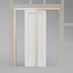 30 in. x 80 in. Paneled Blank White Primed MDF Pocekt Sliding Door with Pocket Door Hardware Kit (Soft Close Included)