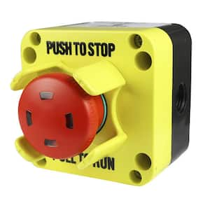 16 Amp Emergency Stop Push Button with Enclosure, 1 NC and 1-No Contact, Push Pull, 40 mm Head