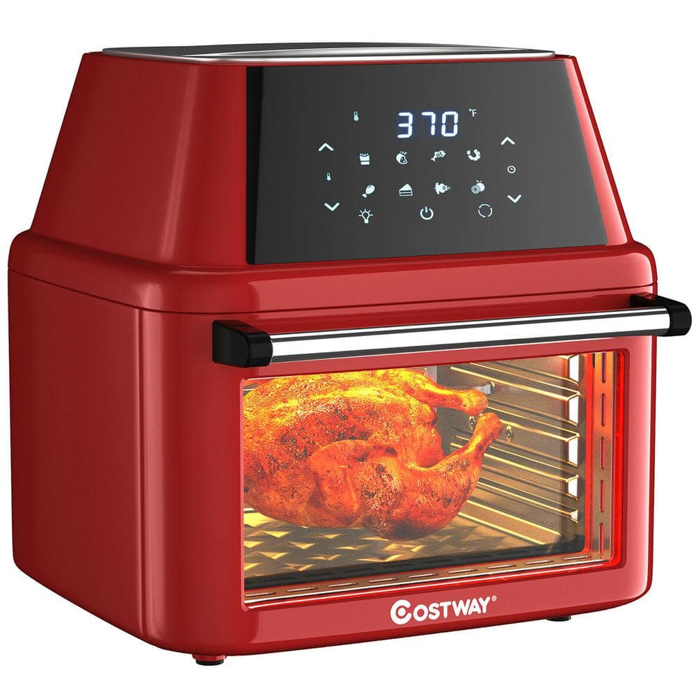 19 qt. Red Air Fryer Oven with Dehydrator Rotisserie
