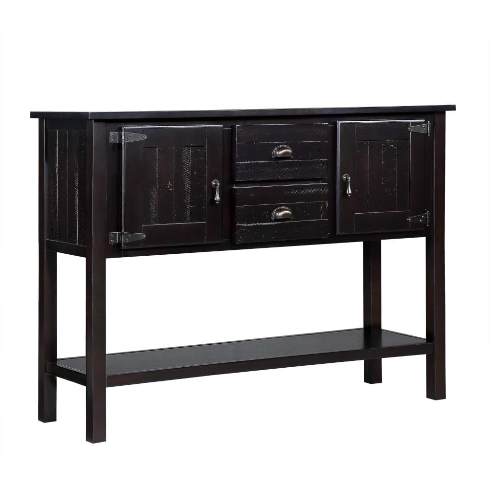 48 in W x 14 in D x 34 in H Linen Cabinet, Wood Sideboard Console Table in Espresso with 2 Drawers, Adjustable Shelves price history on PriceWatchPro