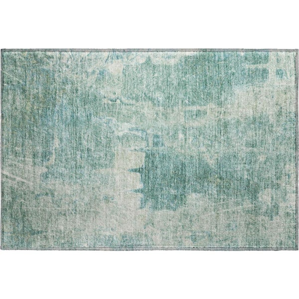 Mayfield Premium Machine Washable Abstract AMF2226 Teal 2 ft. x 3 ft. Accent Rug