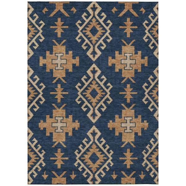 Chantille Machine Washable Indoor/Outdoor Abstract ACN3029 Navy 10 ft. x 14 ft. Area Rug