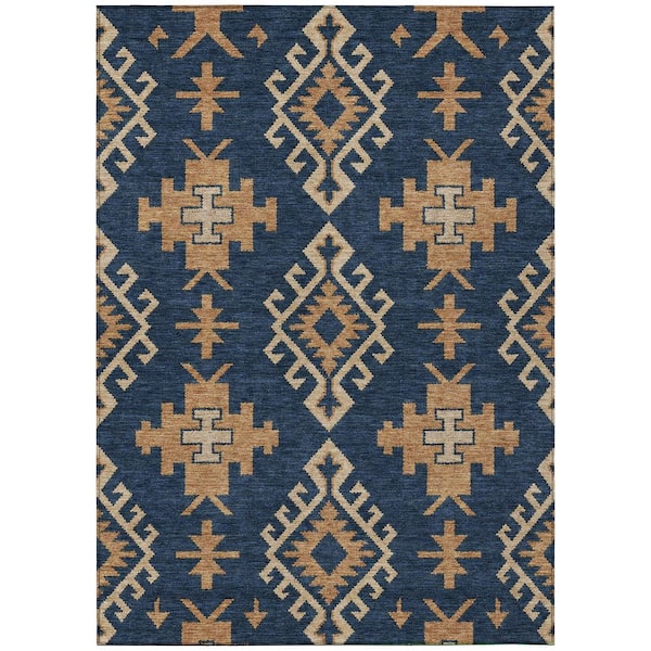 Chantille Machine Washable Indoor/Outdoor Abstract ACN3029 Navy 8 ft. x 10 ft. Area Rug