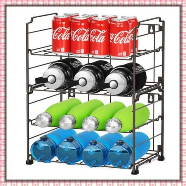 2 Pack - Stackable Beverage Soda Can Dispenser Organizer Rack, Bronze 