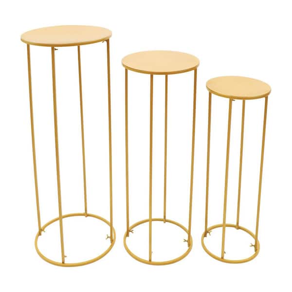 3 Different Size Wedding Flower Stands Gold Metal Column Stand Round Flower Display Stand