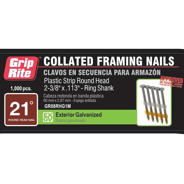 x 0.113-Gauge Galvanized Ring Shank Plastic Framing Nails... Grip-Rite 2-3/8 in 