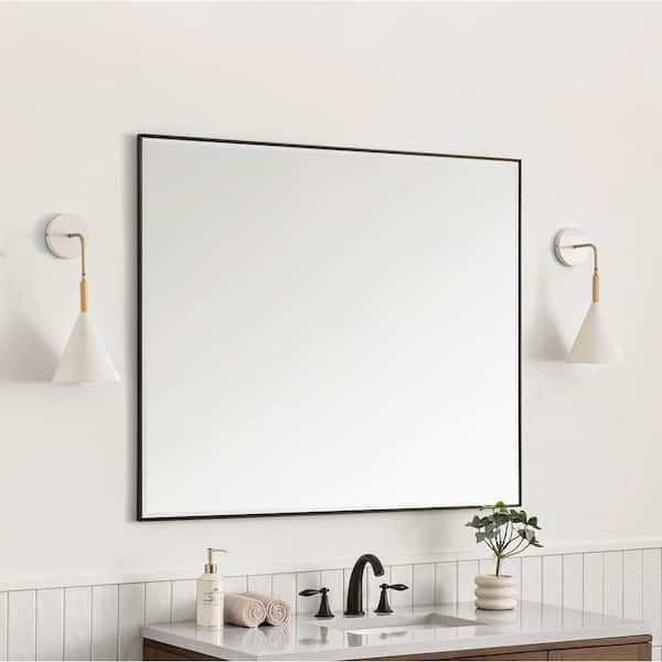 James Martin Vanities Rohe 48 in. W x 40 in. H Rectangular Framed Wall Bathroom Vanity Mirror in Matte Black