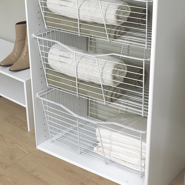 9.5 in. H x 23.25 in. W White Steel 1-Drawer Close Mesh Wire Basket