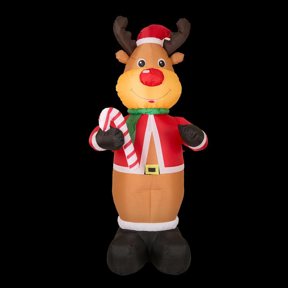 Glitzhome 8 ft. Lighted Inflatable Reindeer Decor GH1125004443 - The ...