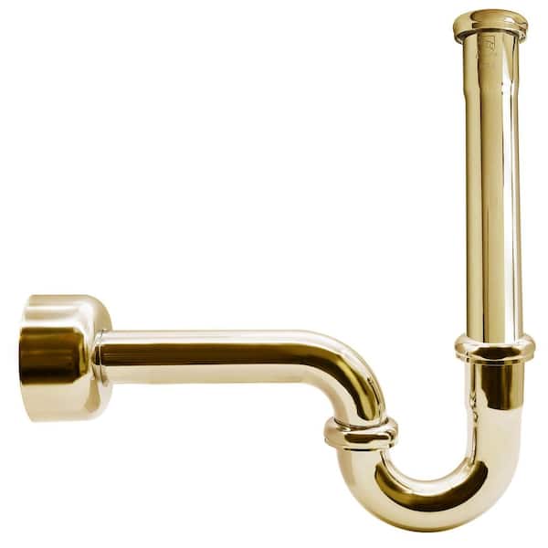1-1/2 in. Brass Bathroom Sink P-Trap with 12 in. Slip Joint Extension Tube in Polished Brass