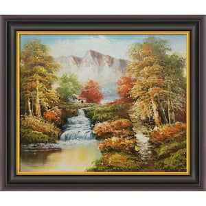 North View of Mountains by Unknown Artists Opulent Framed Abstract Oil Painting Art Print 26 in. x 30 in.